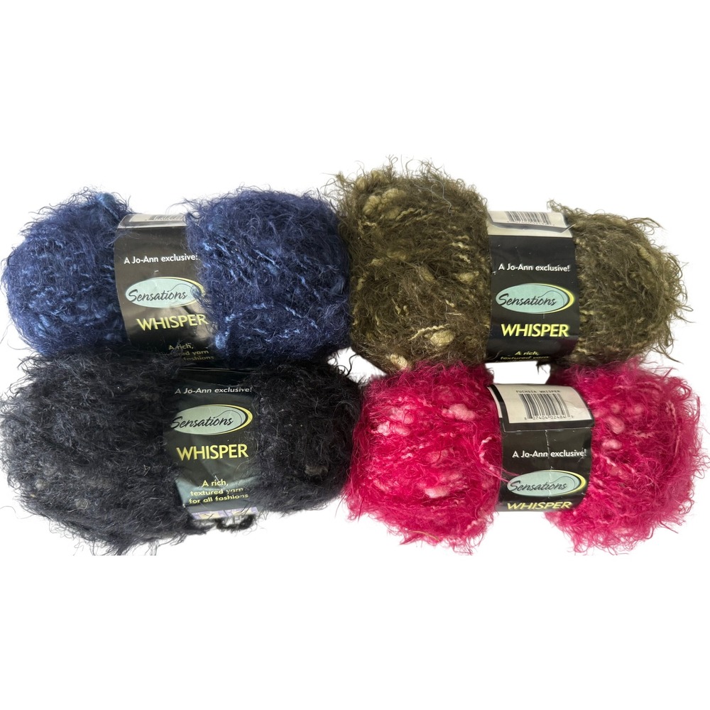 Sensations Whisper Textured Yarn LOT 4 Skeins Wool Blend Blue Green Black Pink
